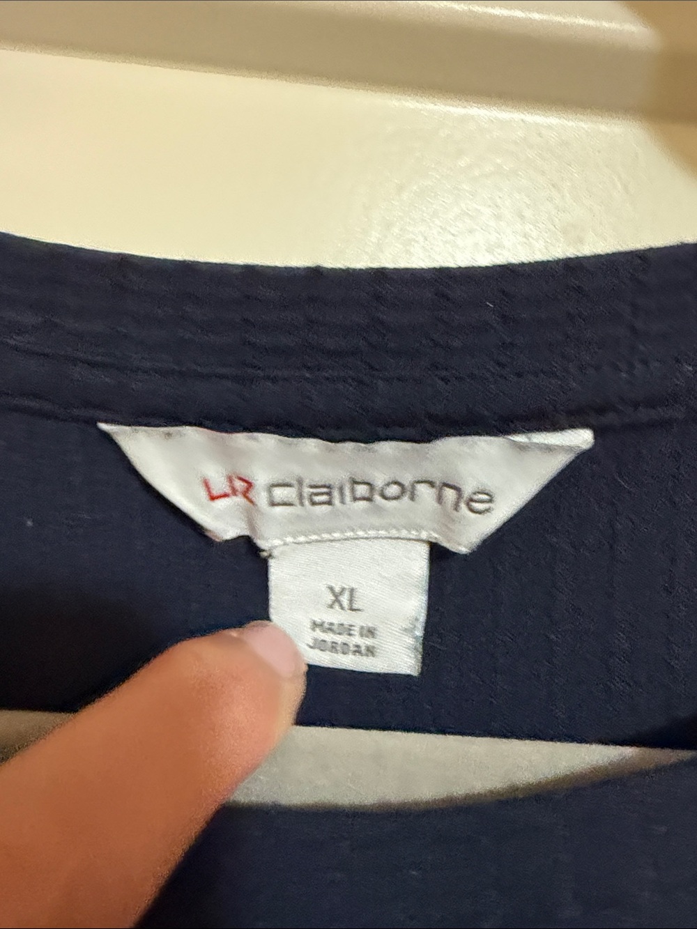 Liz Claiborne Navy Ruffle Sleeve Short Sleeve Top - Picture 3 of 3